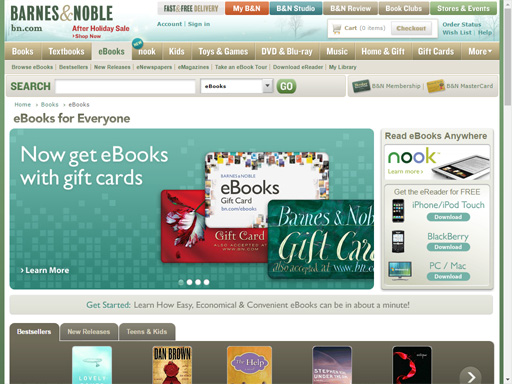 Screenshot of Barnes & Noble merchandising page