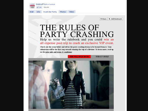 Screenshot of Smirnoff's Facebook app